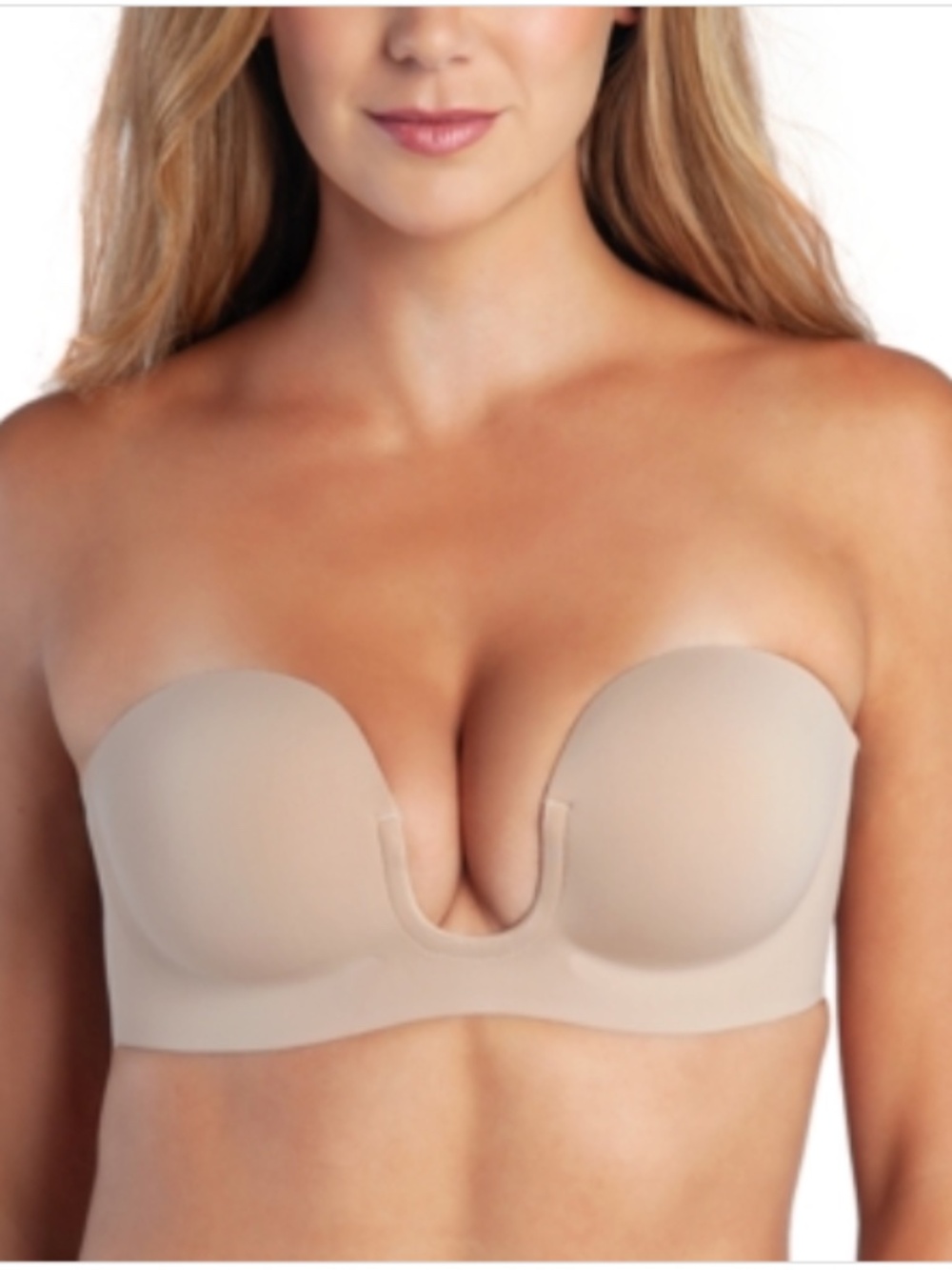 Fashion Forms Voluptuous U Plunge Backless Strapless Bra Beige Size C-Cup 6600